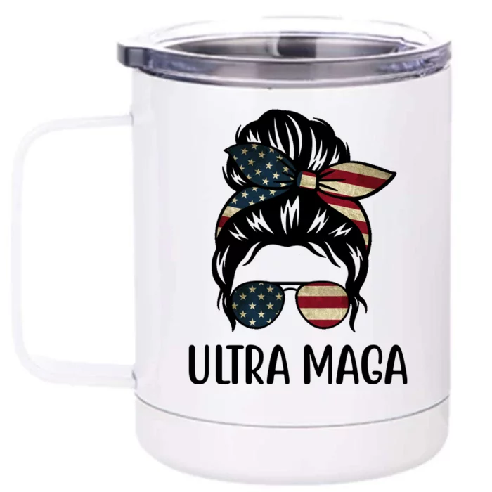 Ultra Maga Usa Female Bun Front & Back 12oz Stainless Steel Tumbler Cup