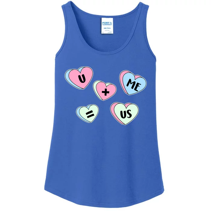 U + Me = Us Valentines Day Candy Gift Ladies Essential Tank