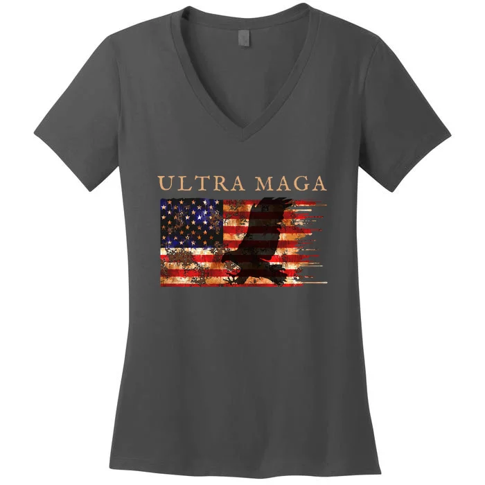 Ultra Maga Conservative Anti Biden Women's V-Neck T-Shirt