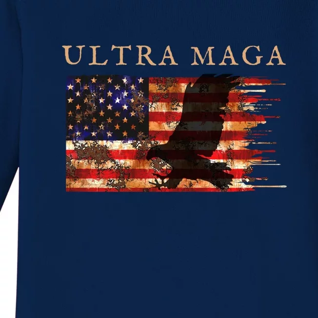 Ultra Maga Conservative Anti Biden Baby Long Sleeve Bodysuit