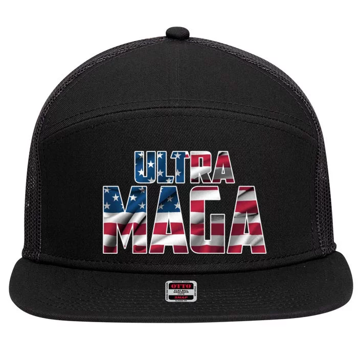 Ultra Maga USA Logo 7 Panel Mesh Trucker Snapback Hat