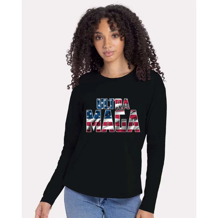 Ultra Maga USA Logo Womens Cotton Relaxed Long Sleeve T-Shirt