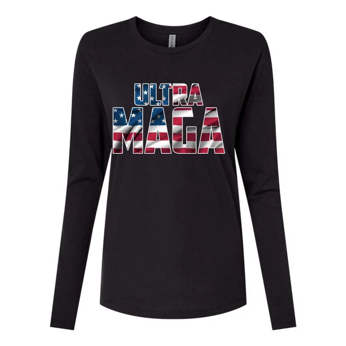 Ultra Maga USA Logo Womens Cotton Relaxed Long Sleeve T-Shirt