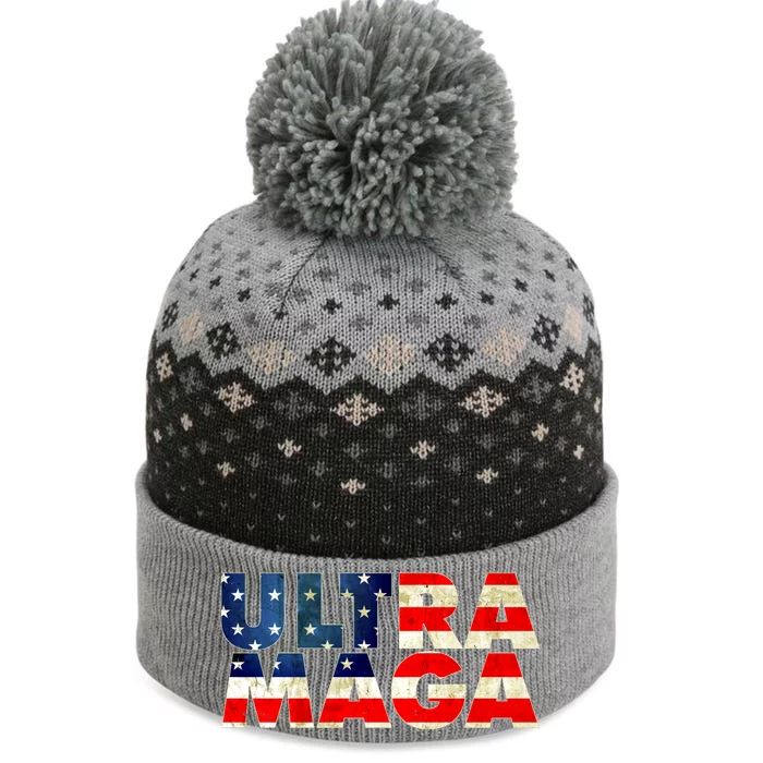 Ultra Maga USA American Flag The Baniff Cuffed Pom Beanie