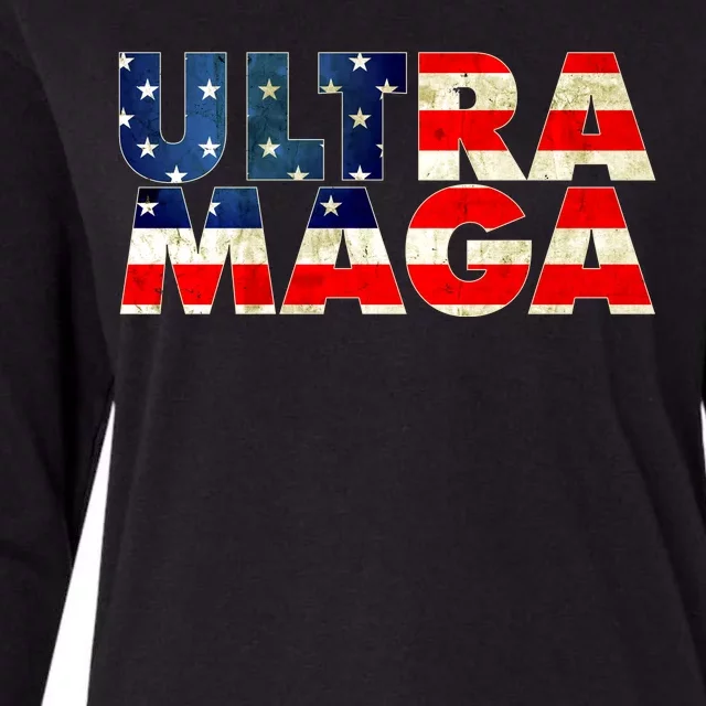 Ultra Maga USA American Flag Womens Cotton Relaxed Long Sleeve T-Shirt