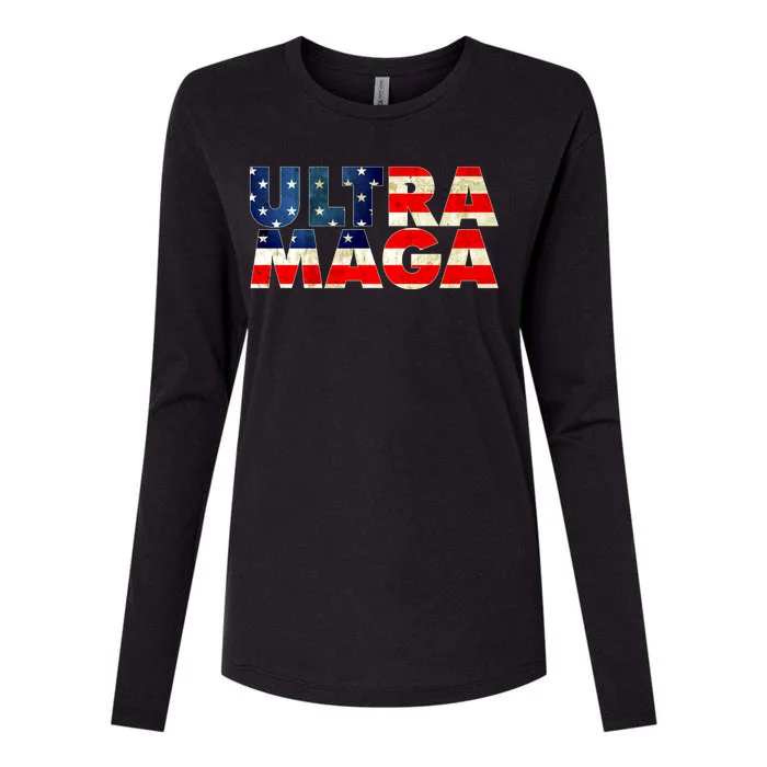 Ultra Maga USA American Flag Womens Cotton Relaxed Long Sleeve T-Shirt