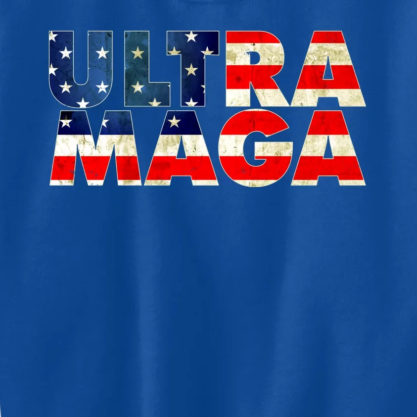 Ultra Maga USA American Flag Kids Sweatshirt