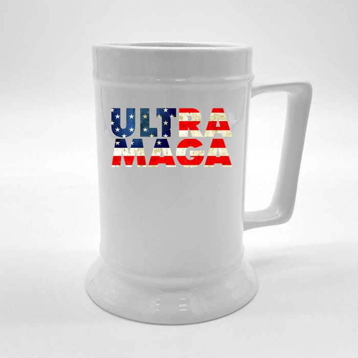 Ultra Maga USA American Flag Front & Back Beer Stein