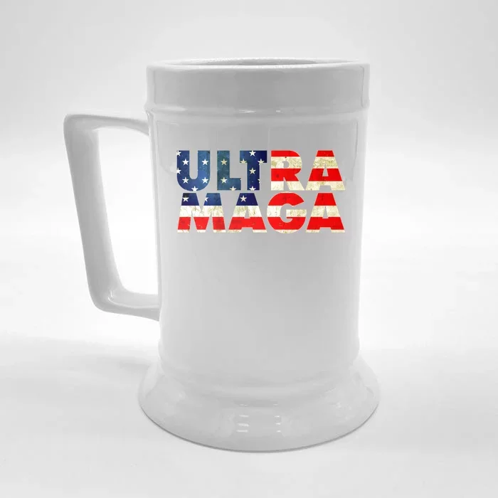 Ultra Maga USA American Flag Front & Back Beer Stein