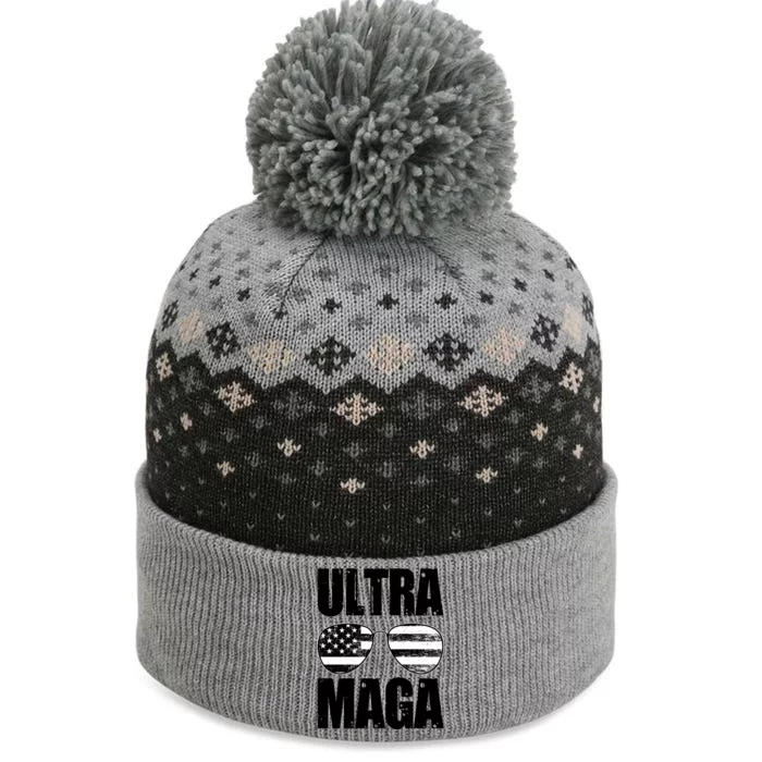 Ultra Maga USA Flag Sunglasses The Baniff Cuffed Pom Beanie