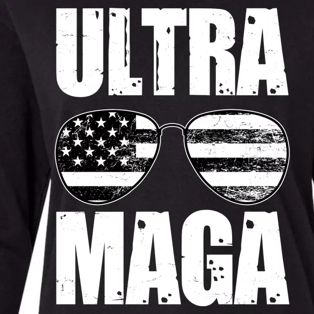 Ultra Maga USA Flag Sunglasses Womens Cotton Relaxed Long Sleeve T-Shirt