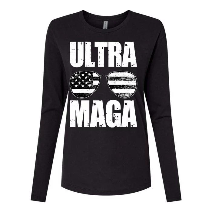 Ultra Maga USA Flag Sunglasses Womens Cotton Relaxed Long Sleeve T-Shirt