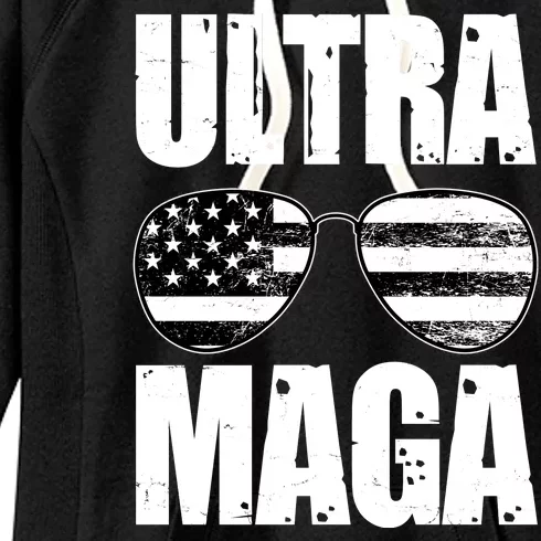 Ultra Maga USA Flag Sunglasses Women's Fleece Hoodie