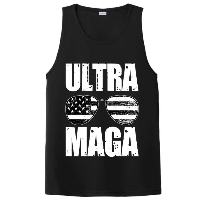 Ultra Maga USA Flag Sunglasses Performance Tank