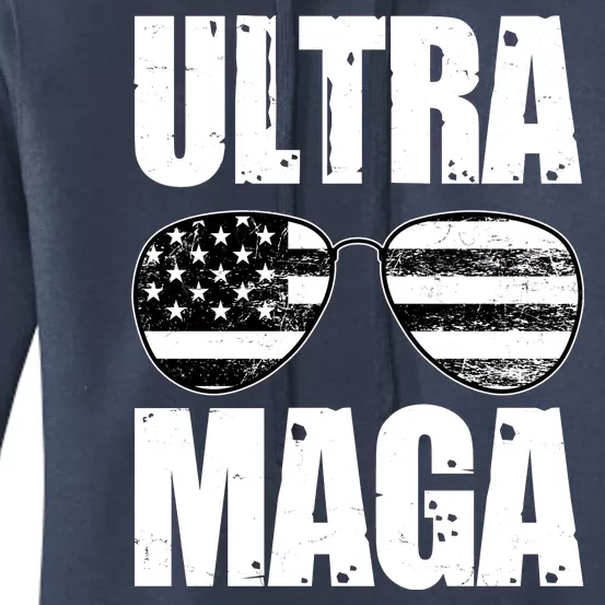 Ultra Maga USA Flag Sunglasses Women's Pullover Hoodie