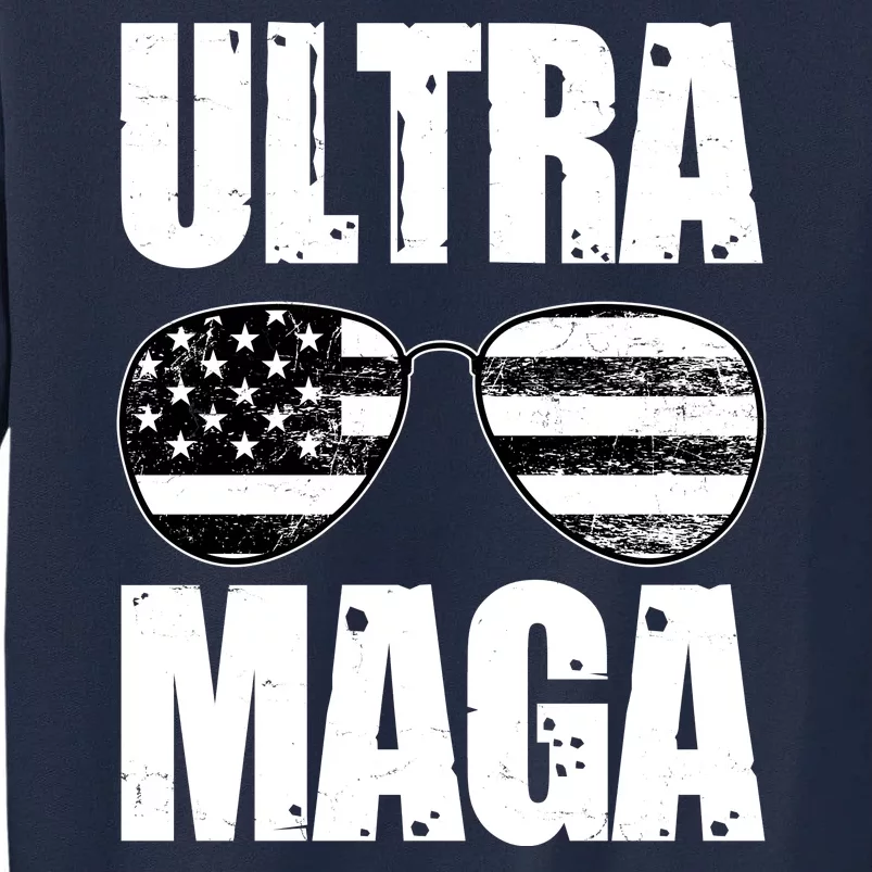 Ultra Maga USA Flag Sunglasses Tall Sweatshirt