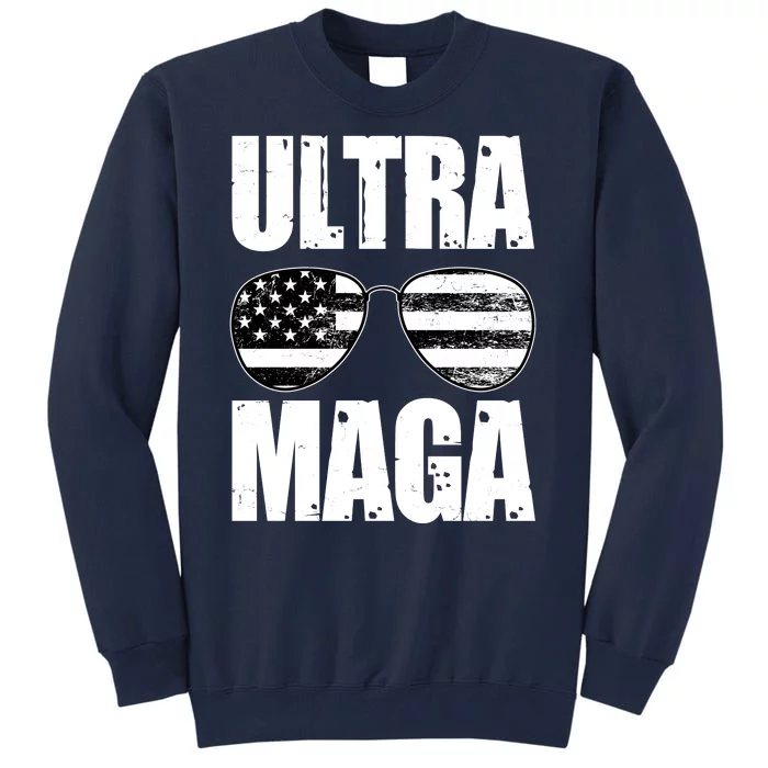 Ultra Maga USA Flag Sunglasses Tall Sweatshirt