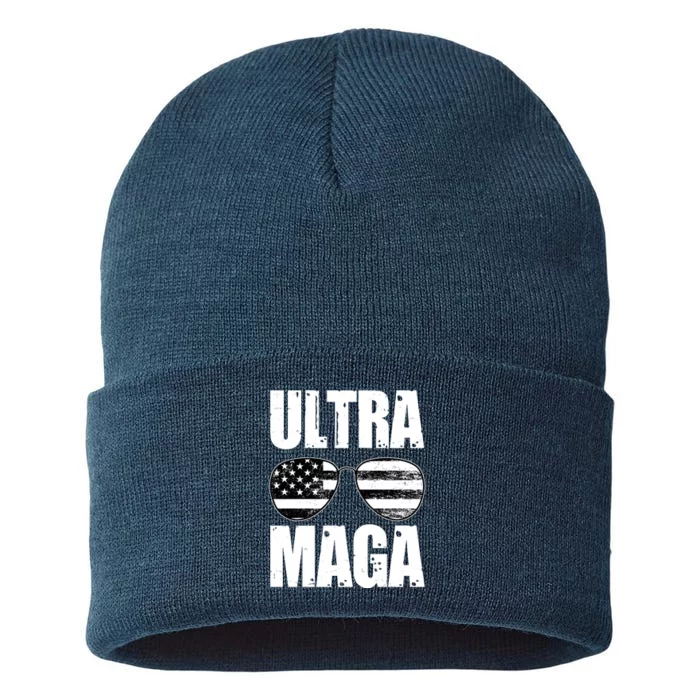 Ultra Maga USA Flag Sunglasses Sustainable Knit Beanie