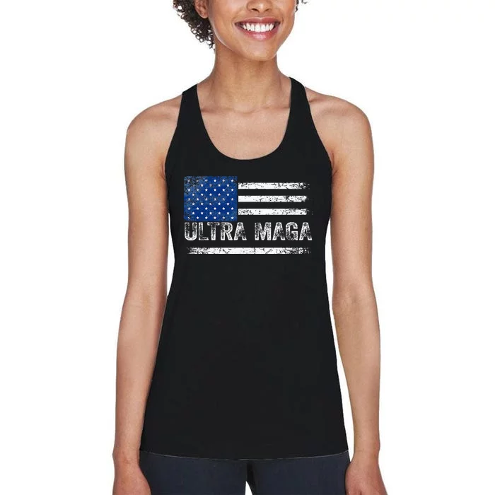 Ultra Maga Us Flag Usa Top American Ultra Mega Women's Racerback Tank