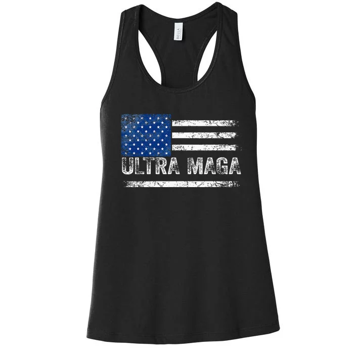 Ultra Maga Us Flag Usa Top American Ultra Mega Women's Racerback Tank