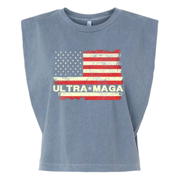 Ultra MAGA USA Flag Garment-Dyed Women's Muscle Tee