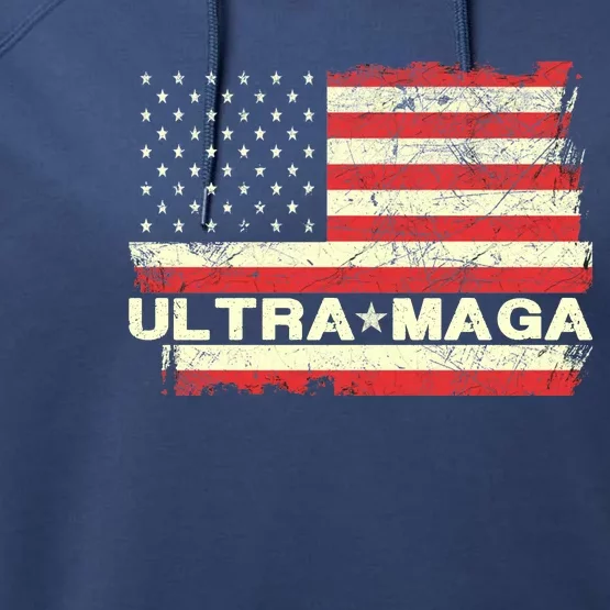 Ultra MAGA USA Flag Performance Fleece Hoodie