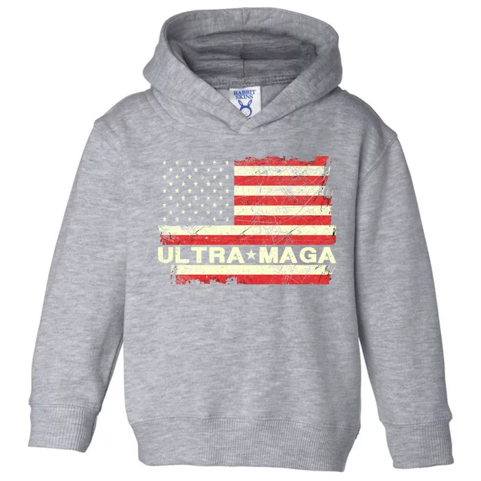 Ultra MAGA USA Flag Toddler Hoodie