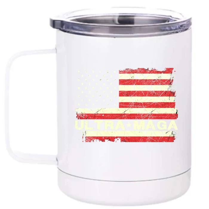 Ultra MAGA USA Flag Front & Back 12oz Stainless Steel Tumbler Cup