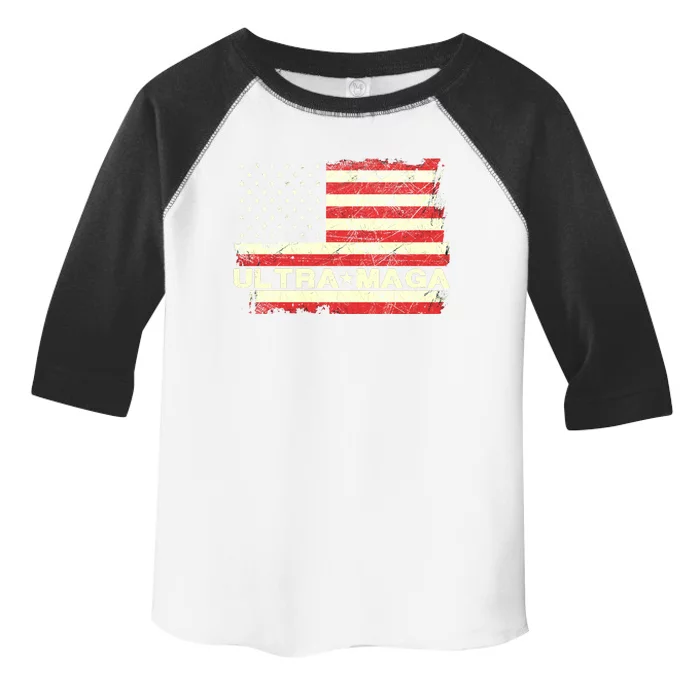 Ultra MAGA USA Flag Toddler Fine Jersey T-Shirt