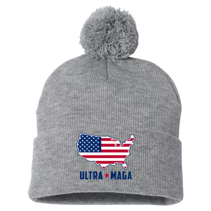 Ultra Maga United States Map Pom Pom 12in Knit Beanie