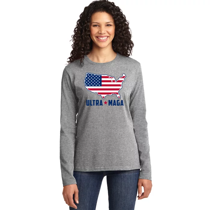 Ultra Maga United States Map Ladies Long Sleeve Shirt