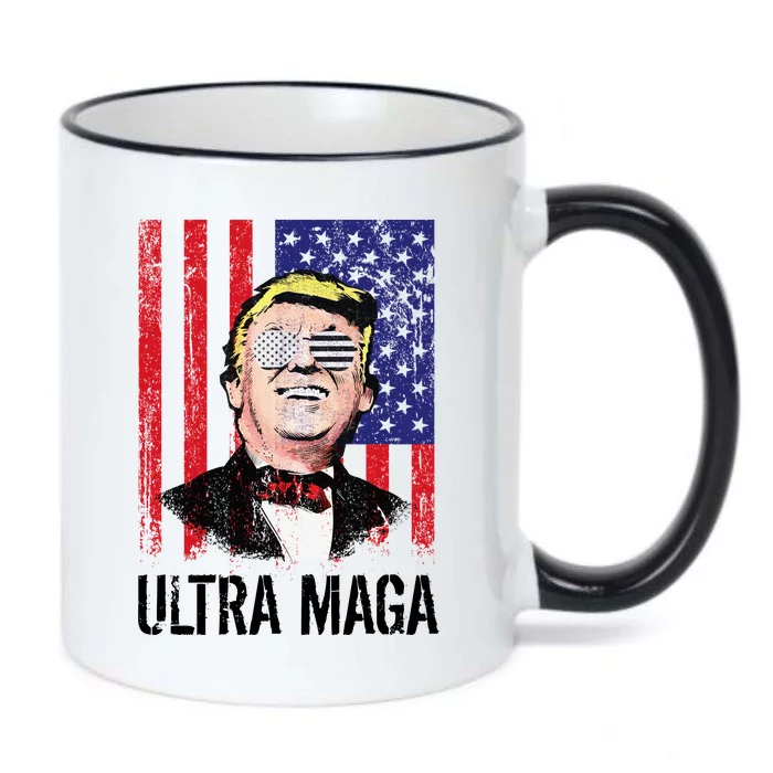 Ultra MAGA USA Flag Parody Trump 2024 Anti Biden Black Color Changing Mug