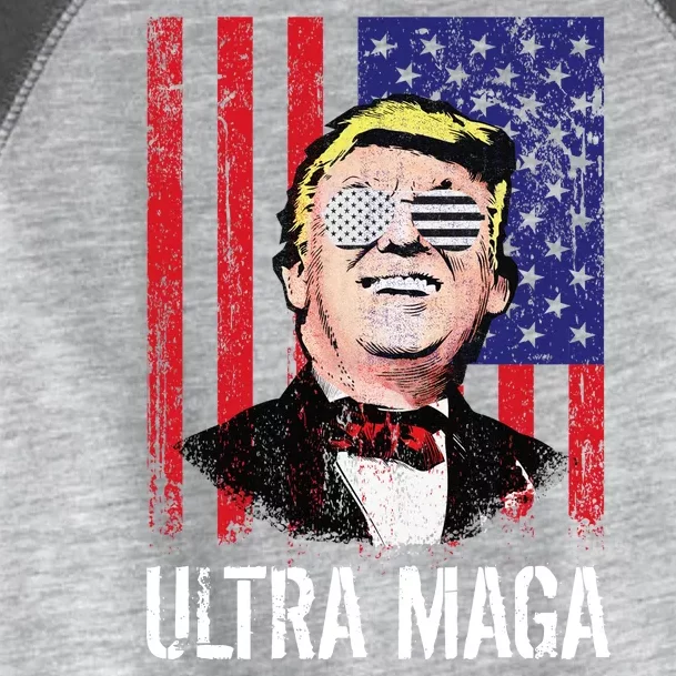 Ultra MAGA USA Flag Parody Trump 2024 Anti Biden Toddler Fine Jersey T-Shirt