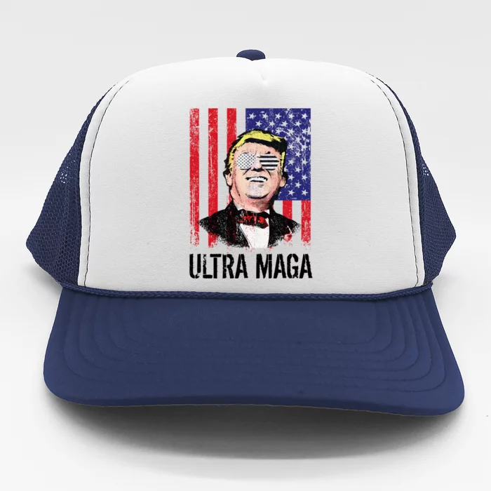 Ultra MAGA USA Flag Parody Trump 2024 Anti Biden Trucker Hat