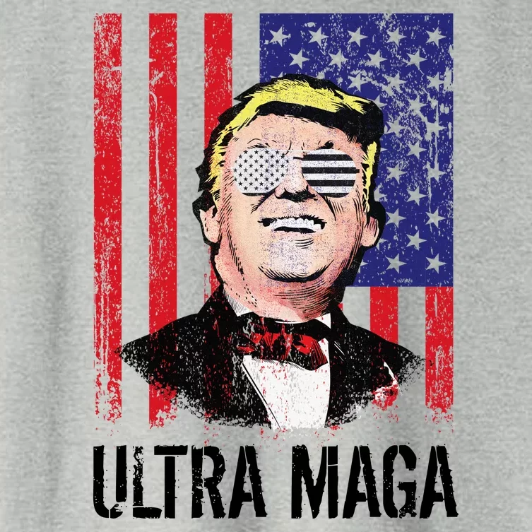 Ultra MAGA USA Flag Parody Trump 2024 Anti Biden Women's Crop Top Tee