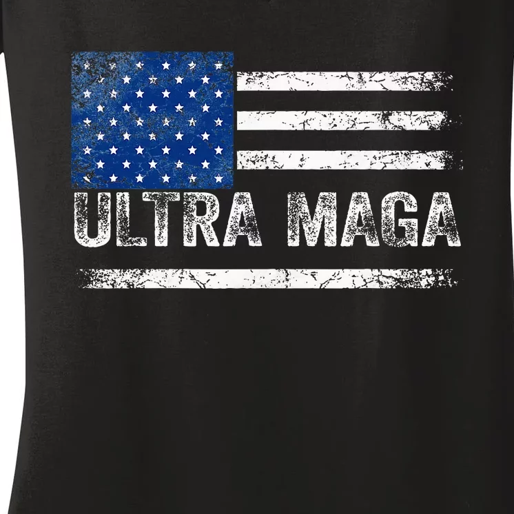 Ultra Maga Us Flag Usa Top American Ultra Mega Women's V-Neck T-Shirt