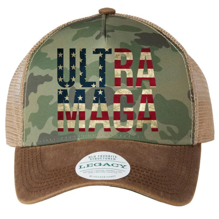 Ultra Maga USA Flag Legacy Tie Dye Trucker Hat