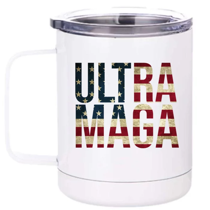 Ultra Maga USA Flag Front & Back 12oz Stainless Steel Tumbler Cup