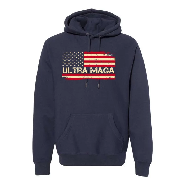 Ultra Maga Usa Vintage Flag Premium Hoodie