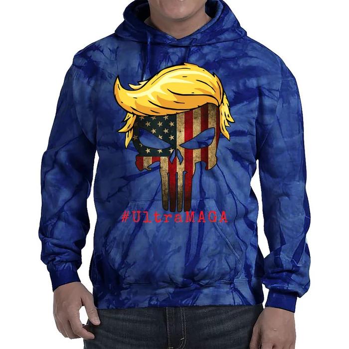 Ultra MAGA #UltraMAGA Punisher Trump Tie Dye Hoodie