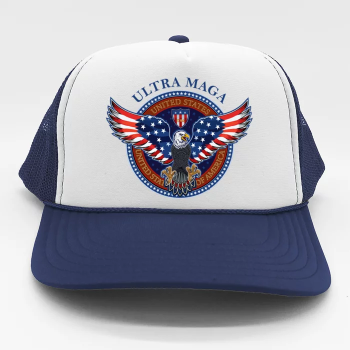 Ultra MAGA USA Eagle Crest Trump 2024 United States America Trucker Hat