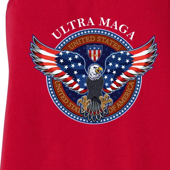 Ultra MAGA USA Eagle Crest Trump 2024 United States America Women's Racerback Tank