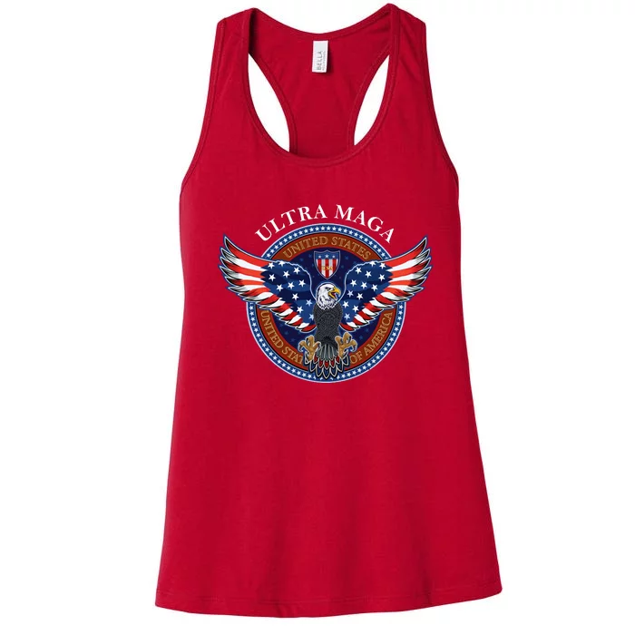 Ultra MAGA USA Eagle Crest Trump 2024 United States America Women's Racerback Tank