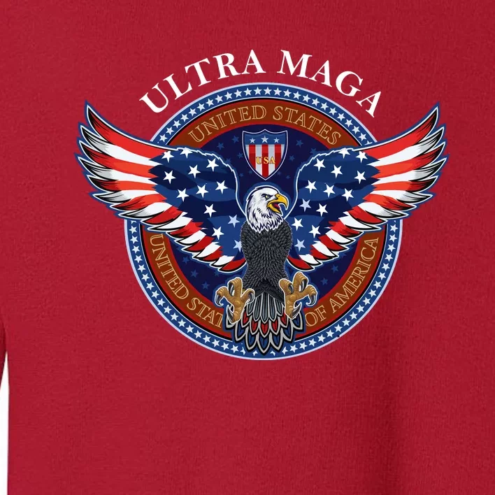 Ultra MAGA USA Eagle Crest Trump 2024 United States America Toddler Sweatshirt