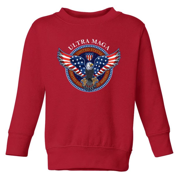 Ultra MAGA USA Eagle Crest Trump 2024 United States America Toddler Sweatshirt