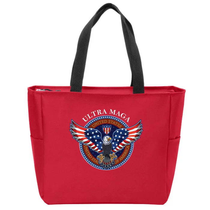 Ultra MAGA USA Eagle Crest Trump 2024 United States America Zip Tote Bag