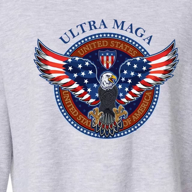 Ultra MAGA USA Eagle Crest Trump 2024 United States America Cropped Pullover Crew