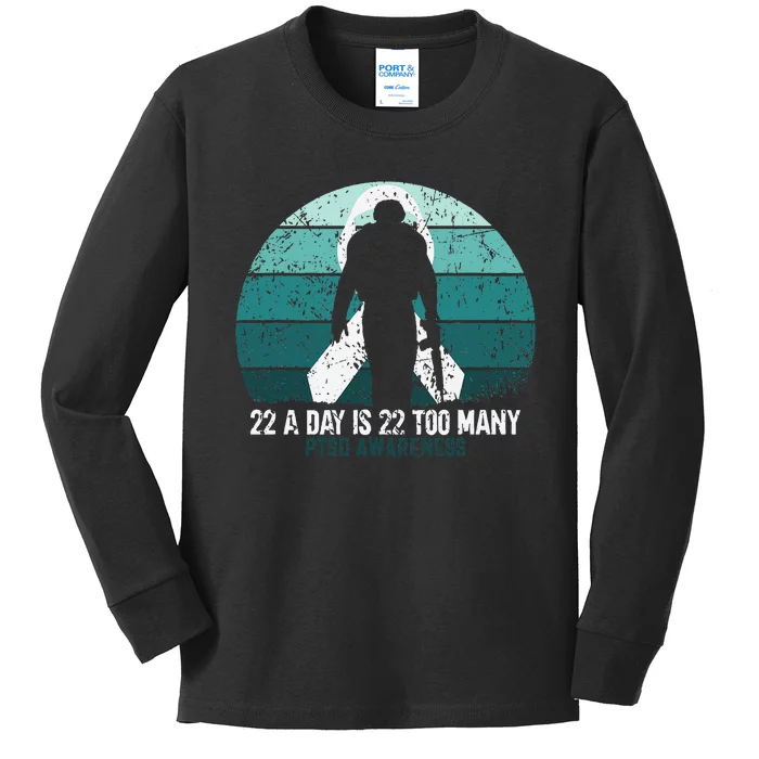 US Military Veterans Suicide Awareness PTSD Awareness Kids Long Sleeve Shirt