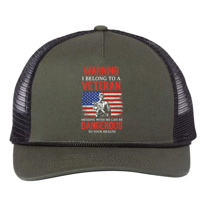 US Military Veteran Wife Blessed To Marry My Hero Gift Retro Rope Trucker Hat Cap