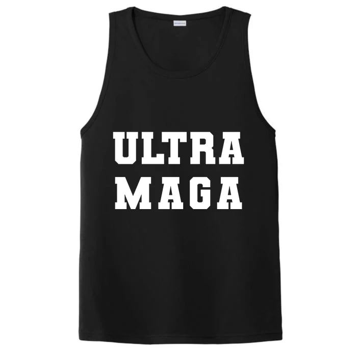 Ultra MAGA Varsity College Font Logo Performance Tank